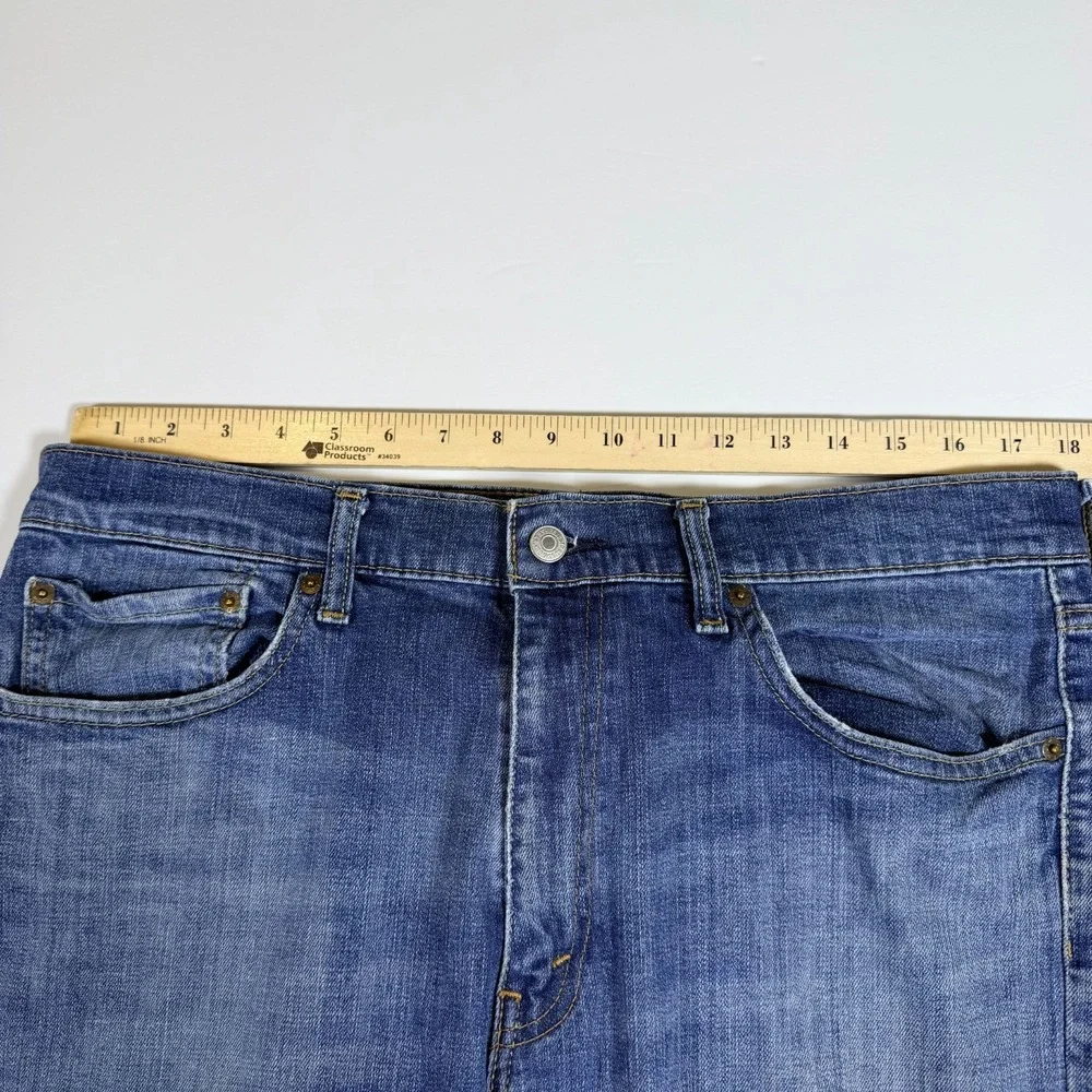 Levi's 527 Jeans Mens 36x32 Blue Denim Faded Super Stretch Red Tab Distressed
